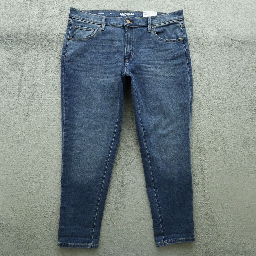 Sonoma Jeans Women's Size 12 Mid-Rise Relaxed Girlfriend Denim 27" Inseam NWT